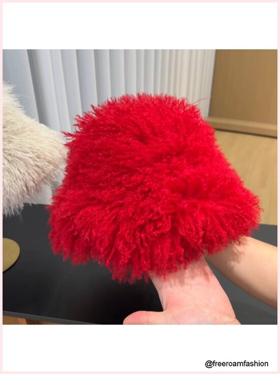 Faux Fur Bucket Hat for Women, Fluffy Plush Fisherman Cap main image 5